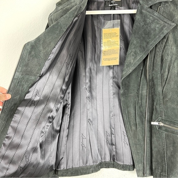 NEW 100% Genuine Suede Leather Dennis Basso Washable Leather Moto Jacket Small - Picture 4 of 11